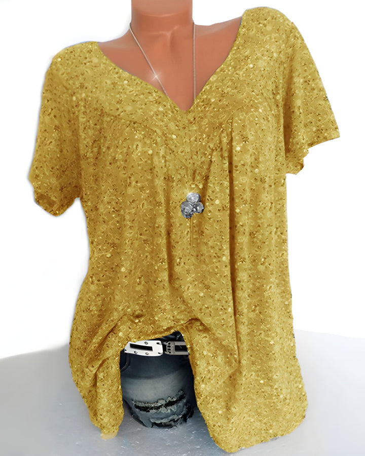 Women's Blouse | Soft & Breathable | V-Neck & Short Sleeves | Polyester