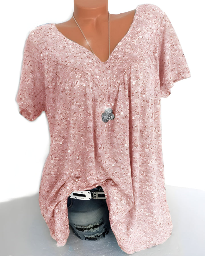 Women's Blouse | Soft & Breathable | V-Neck & Short Sleeves | Polyester