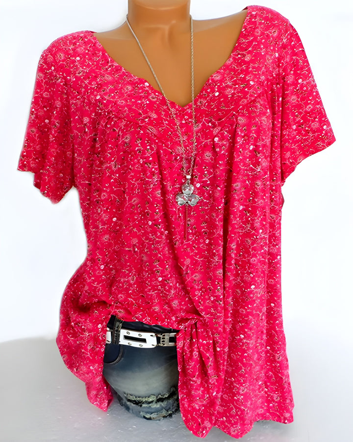 Women's Blouse | Soft & Breathable | V-Neck & Short Sleeves | Polyester