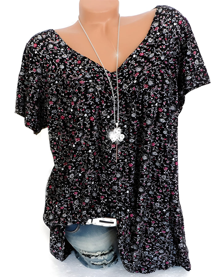 Women's Blouse | Soft & Breathable | V-Neck & Short Sleeves | Polyester