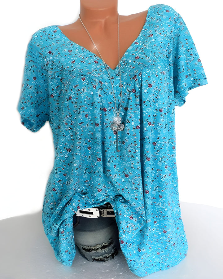 Women's Blouse | Soft & Breathable | V-Neck & Short Sleeves | Polyester