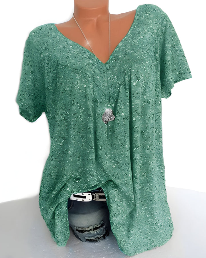 Women's Blouse | Soft & Breathable | V-Neck & Short Sleeves | Polyester