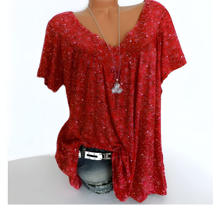 Women's Blouse | Soft & Breathable | V-Neck & Short Sleeves | Polyester