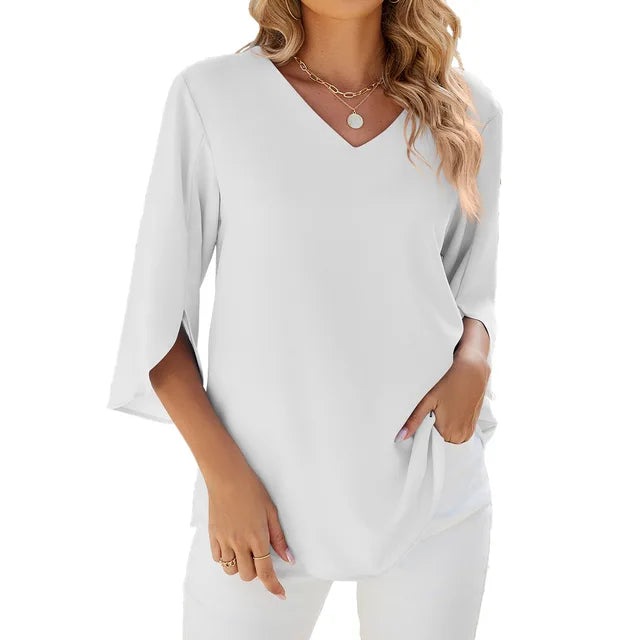Women's Blouse | Elegant V-Neck | Flattering Fit | Polyester