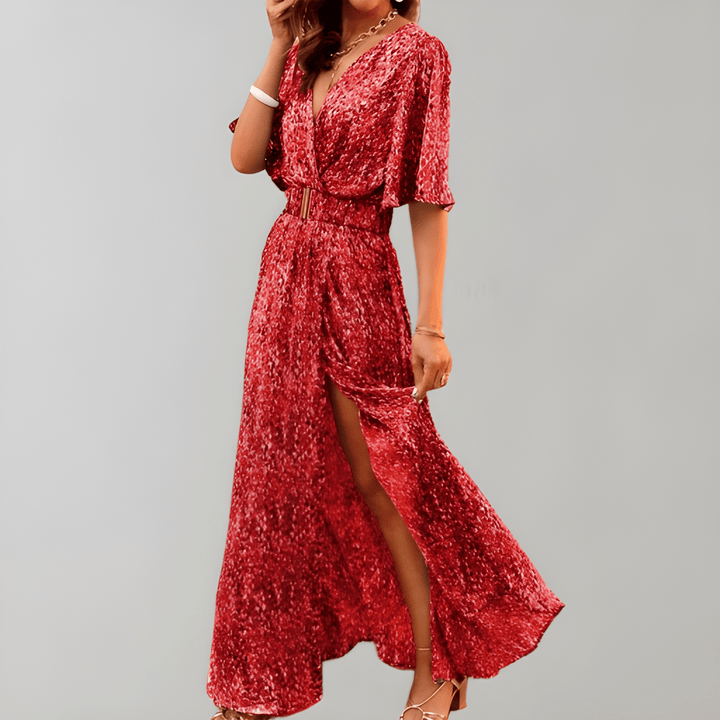 Women's Summer Dress | V-Neck Wrap Design | Breathable & Elegant | Polyester