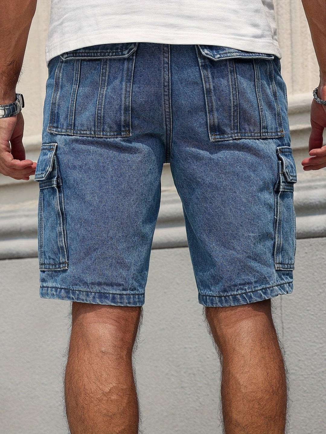 Men's Denim Shorts | Multiple Pockets | Stylish & Functional | Blue Cotton Blend