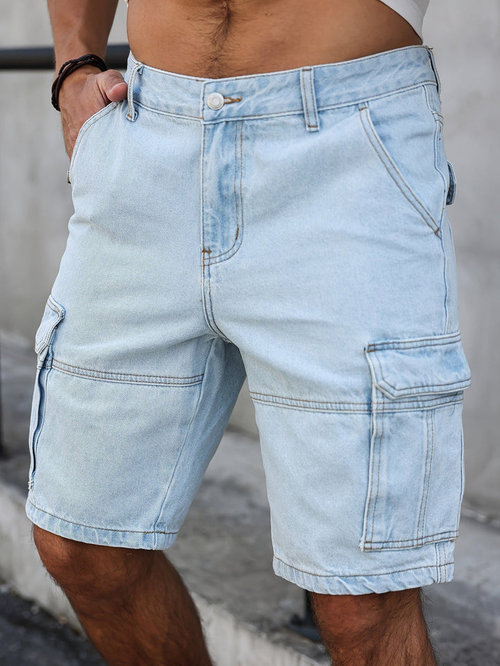 Men's Denim Shorts | Multiple Pockets | Stylish & Functional | Blue Cotton Blend