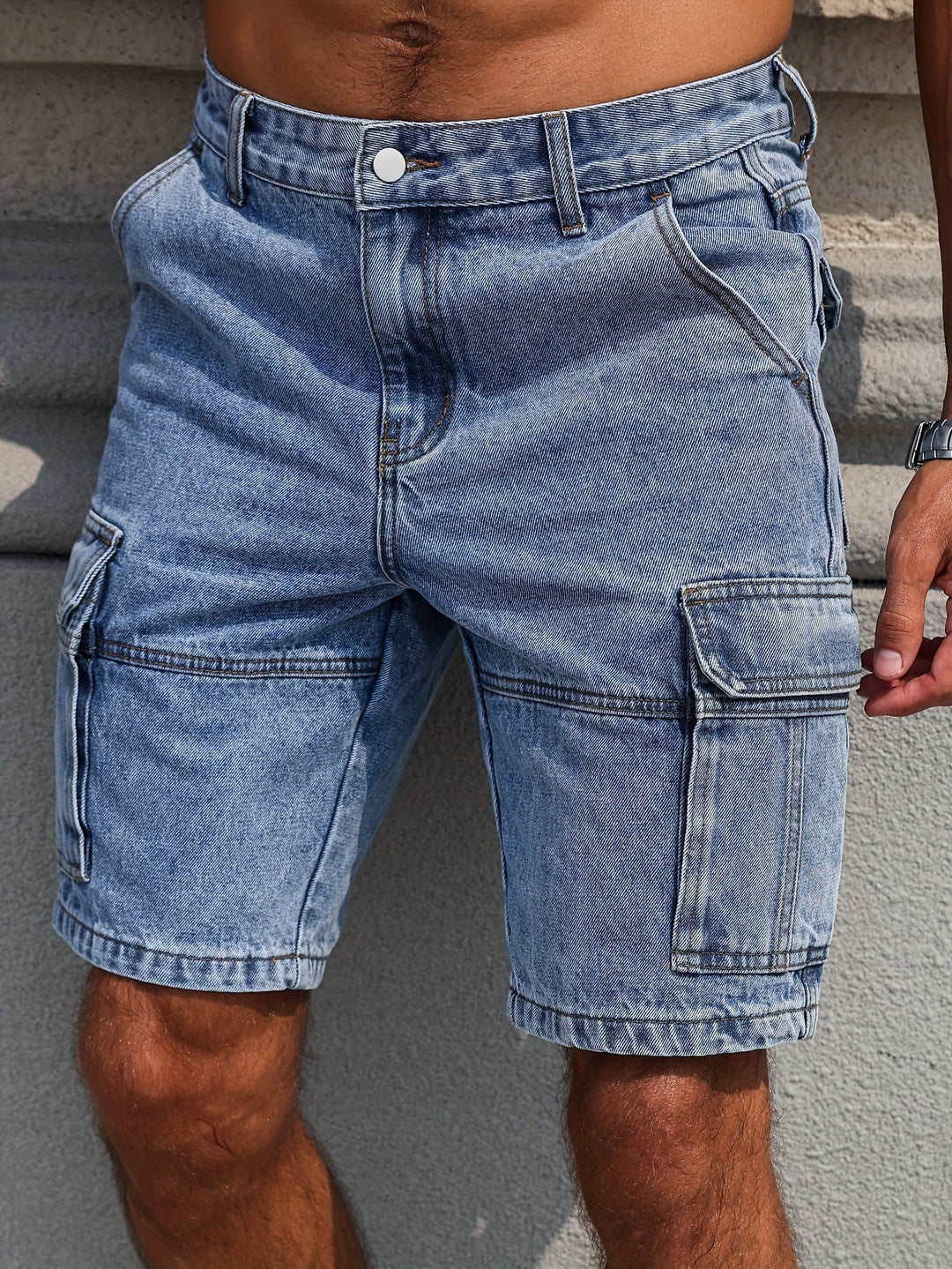 Men's Denim Shorts | Multiple Pockets | Stylish & Functional | Blue Cotton Blend