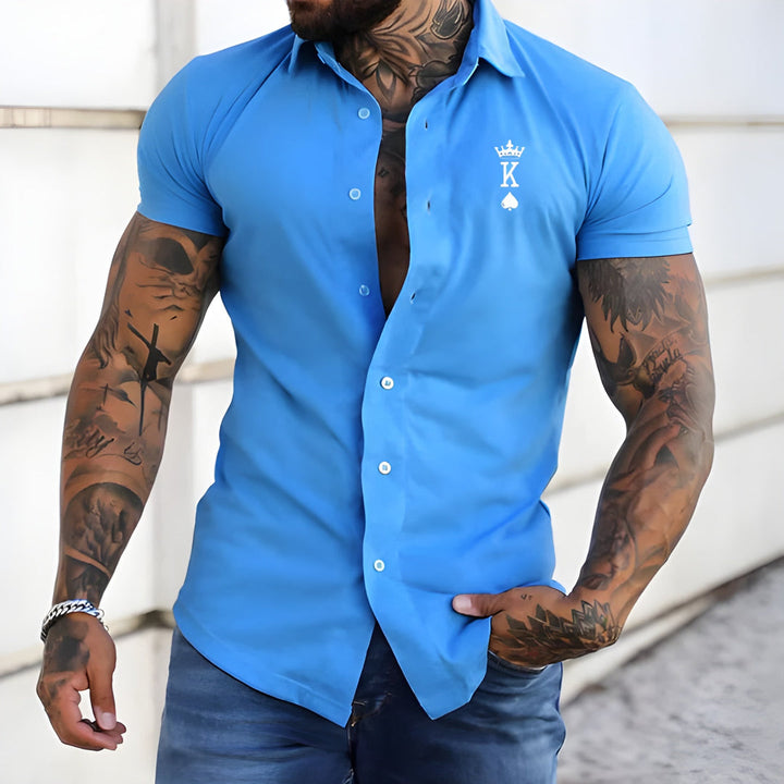 Men's Summer Shirt | Short Sleeves | Slim Fit for Athletic Build | Stylish Polyester