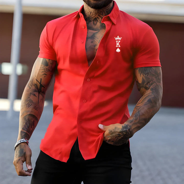 Men's Summer Shirt | Short Sleeves | Slim Fit for Athletic Build | Stylish Polyester