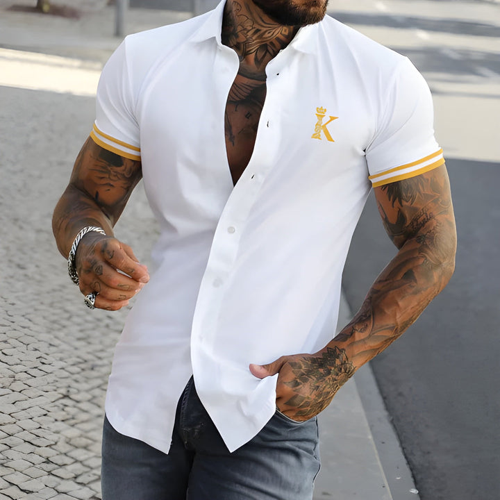 Men's Summer Shirt | Short Sleeves | Slim Fit for Athletic Build | Stylish Polyester