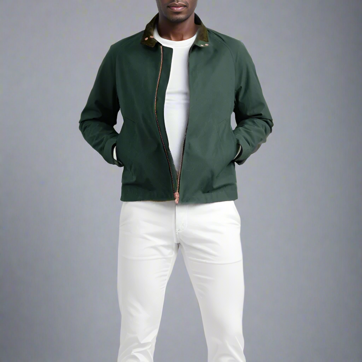 Men's Summer Jacket | Vintage Look with Stand Collar | Zipper & Long Sleeves | Casual
