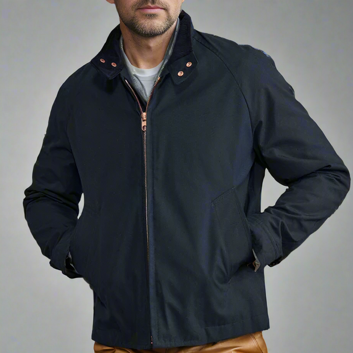Men's Summer Jacket | Vintage Look with Stand Collar | Zipper & Long Sleeves | Casual