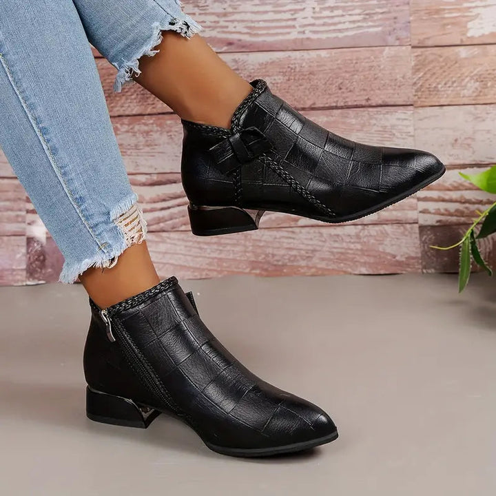 Women's Ankle Boots | Low Heel & Elegant Design | Comfortable Fit | Synthetic Leather