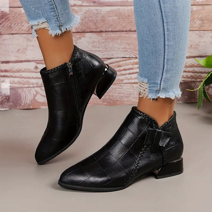 Women's Ankle Boots | Low Heel & Elegant Design | Comfortable Fit | Synthetic Leather