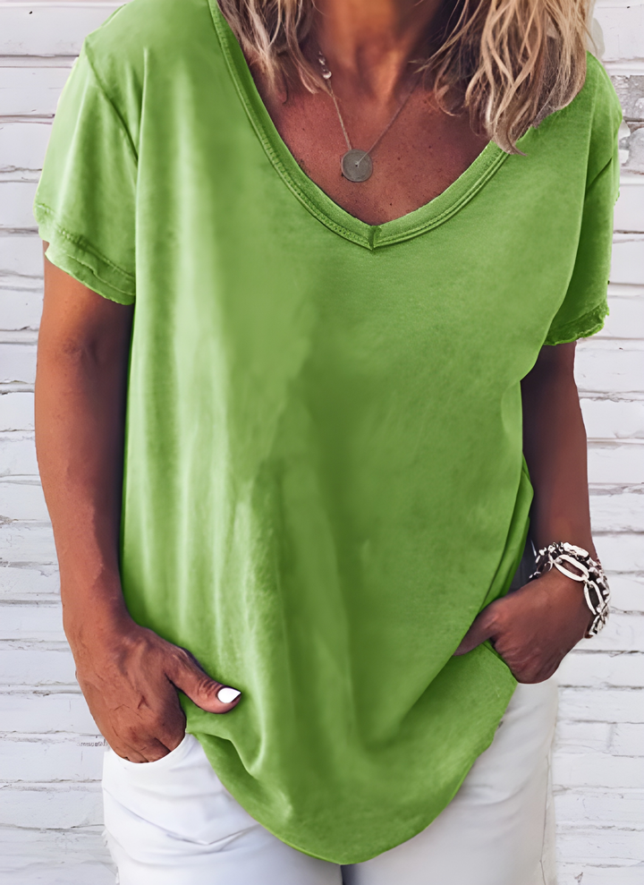 Women's T-Shirt | V-Neck & Short Sleeves | Lightweight & Soft | Light Grey