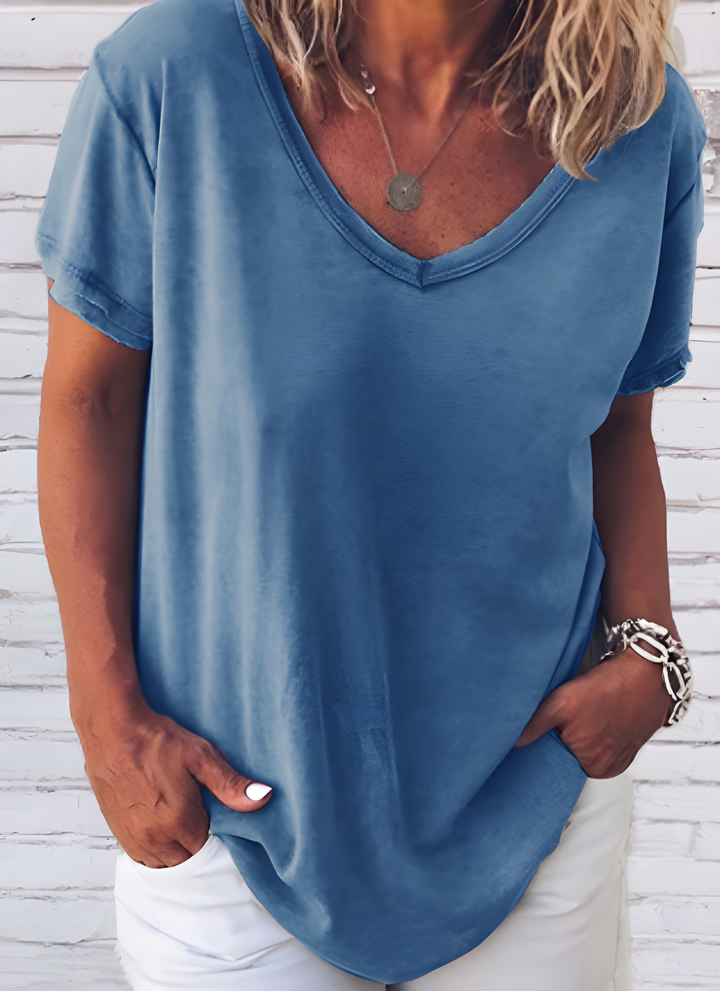 Women's T-Shirt | V-Neck & Short Sleeves | Lightweight & Soft | Light Grey