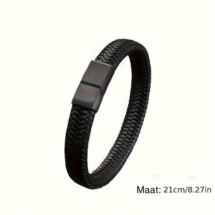 Men’s Bracelet | Retro Punk Style | Trendy & Minimalist | Black PU Leather