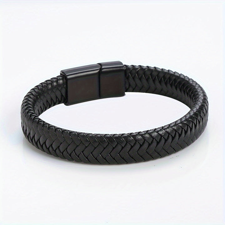 Men’s Bracelet | Retro Punk Style | Trendy & Minimalist | Black PU Leather