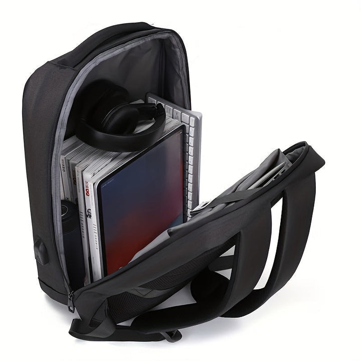 Men’s Backpack | Hard Shell & Laptop Compartment | Reflective & Multifunctional | Black Nylon