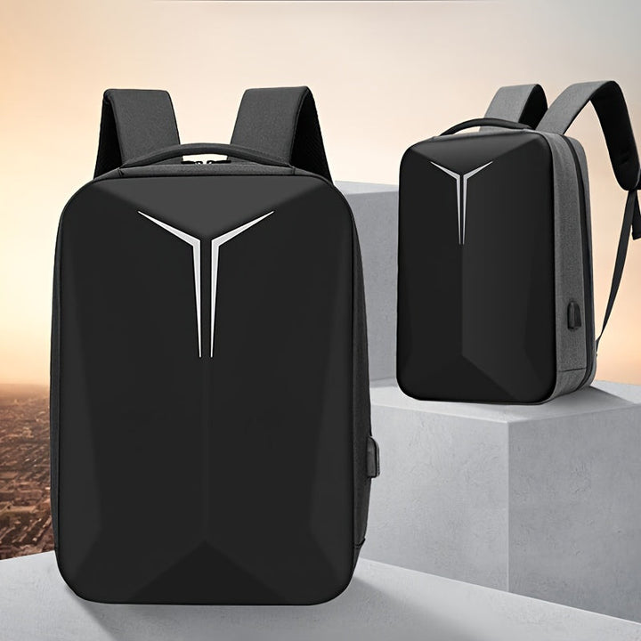Men’s Backpack | Hard Shell & Laptop Compartment | Reflective & Multifunctional | Black Nylon