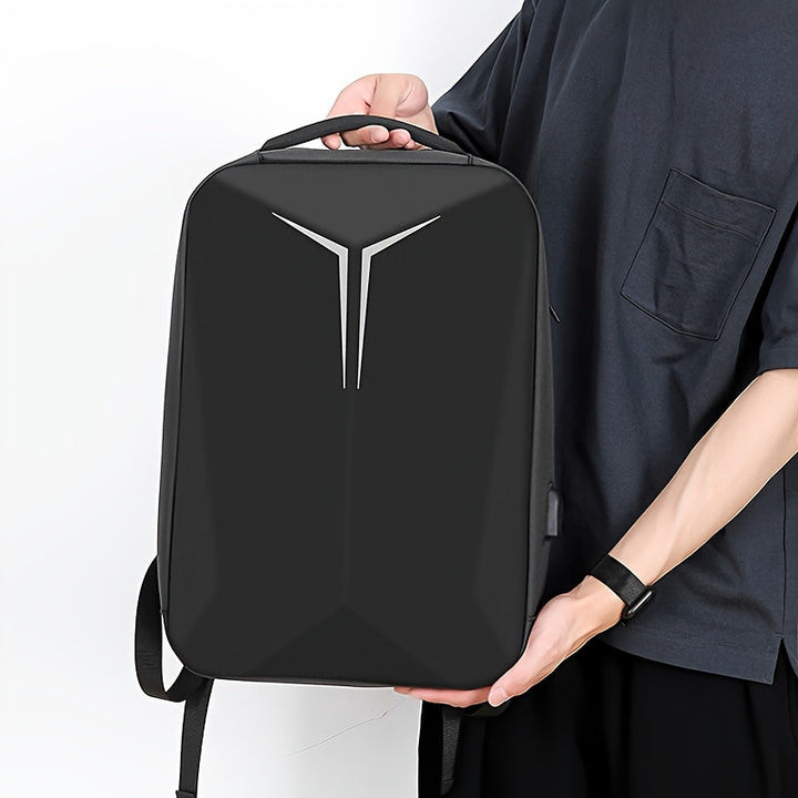 Men’s Backpack | Hard Shell & Laptop Compartment | Reflective & Multifunctional | Black Nylon