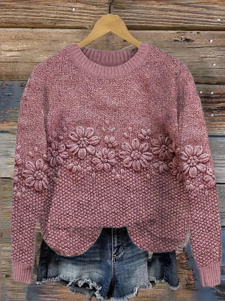 Women's Jacquard Floral Sweater | Elegant Fit | Soft Feel | Statement Knitwear
