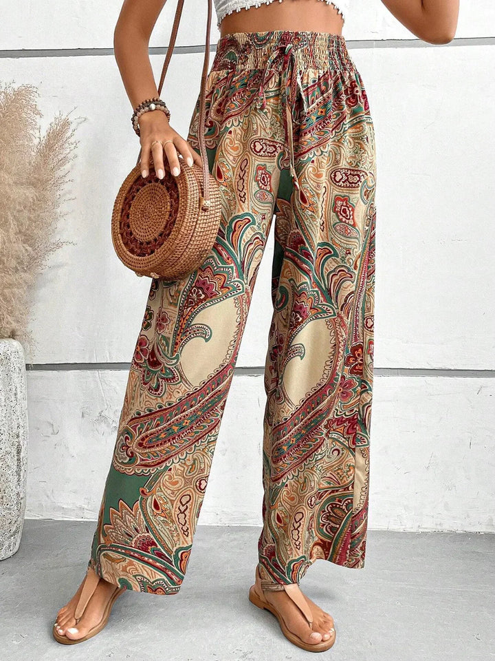 Women's Wide Leg Trousers | Printed Design | Flowy & Comfortable Fit