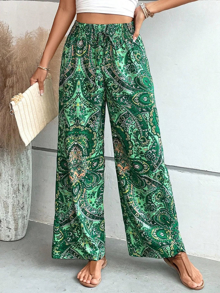 Women's Wide Leg Trousers | Printed Design | Flowy & Comfortable Fit