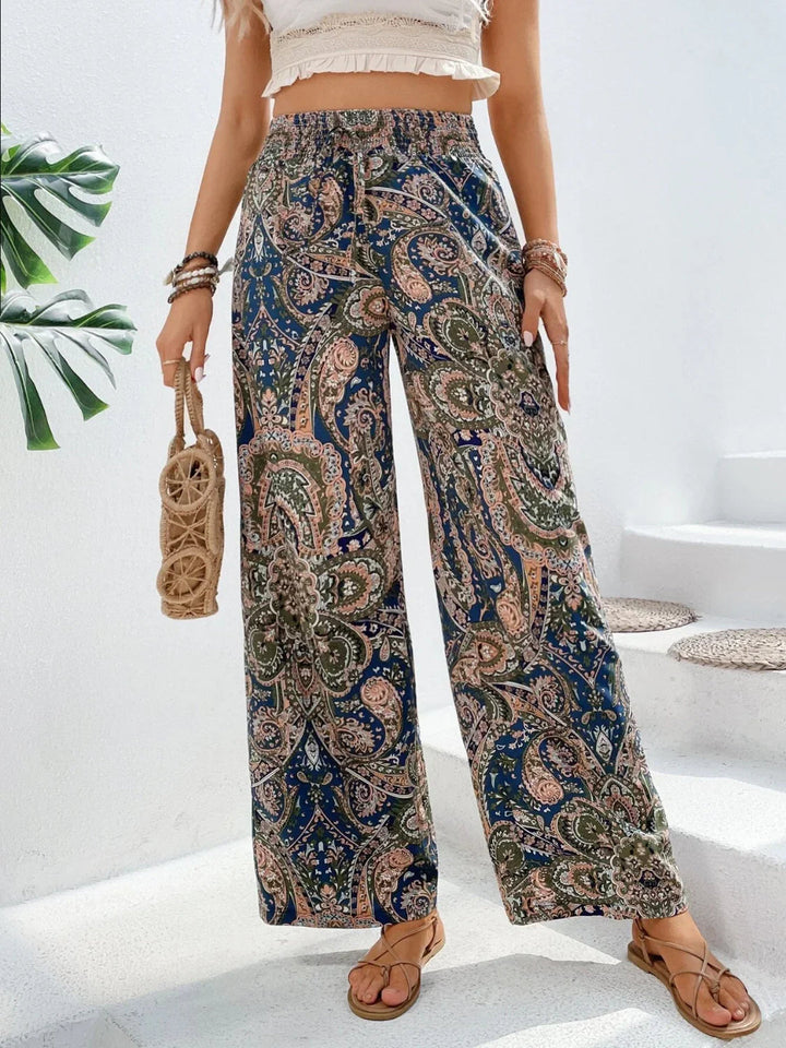 Women's Wide Leg Trousers | Printed Design | Flowy & Comfortable Fit
