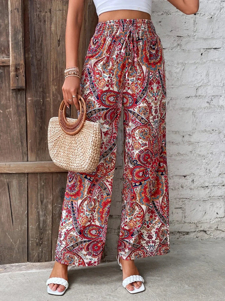 Women's Wide Leg Trousers | Printed Design | Flowy & Comfortable Fit