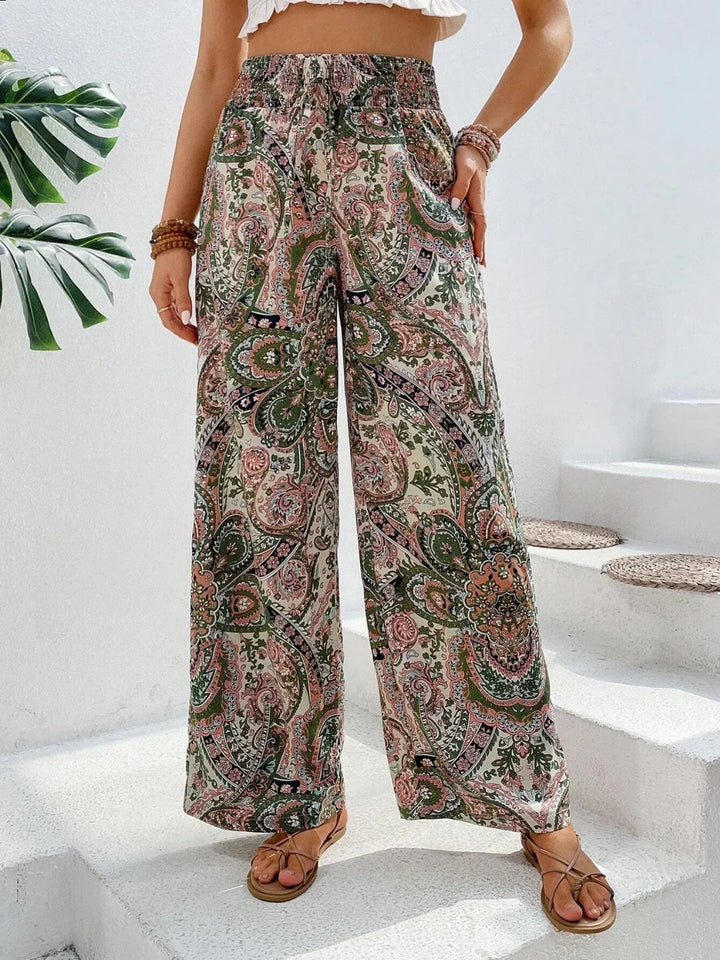 Women's Wide Leg Trousers | Printed Design | Flowy & Comfortable Fit
