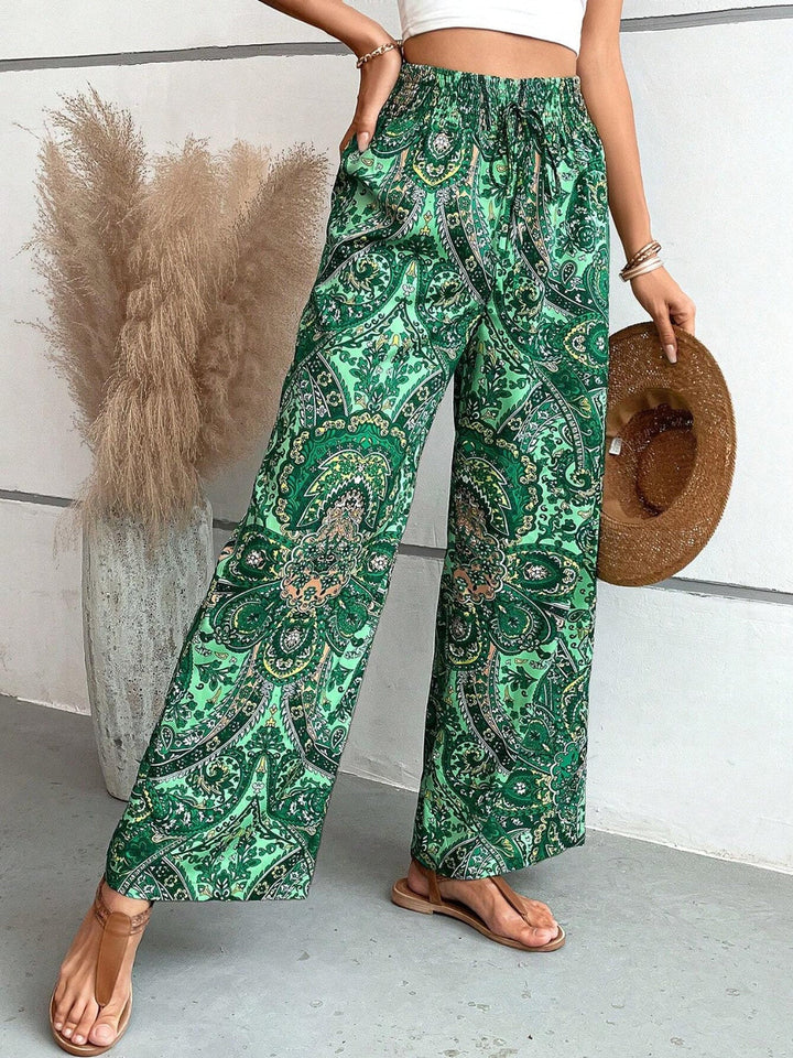 Women's Wide Leg Trousers | Printed Design | Flowy & Comfortable Fit