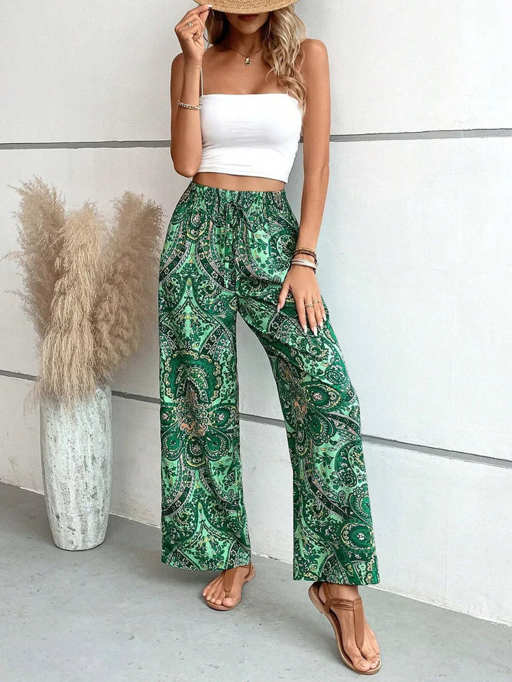 Women's Wide Leg Trousers | Printed Design | Flowy & Comfortable Fit
