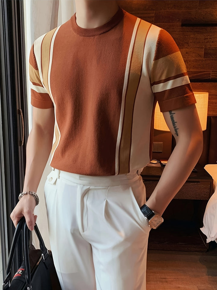 Men’s Shirt | Colorblock Design | Sporty Knitwear & Lightweight | Rayon