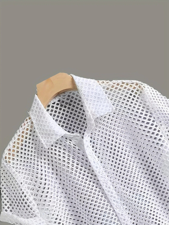 Men's Summer Shirt | Cut-Outs & Short Sleeves | Trendy & Airy | Polyester