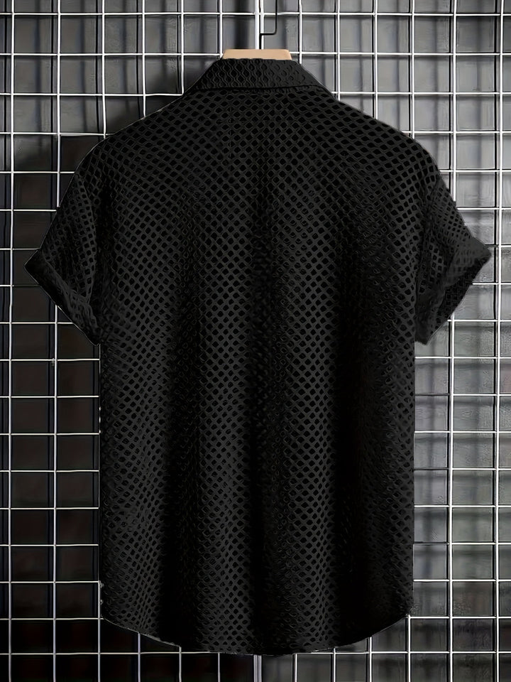 Men's Summer Shirt | Cut-Outs & Short Sleeves | Trendy & Airy | Polyester