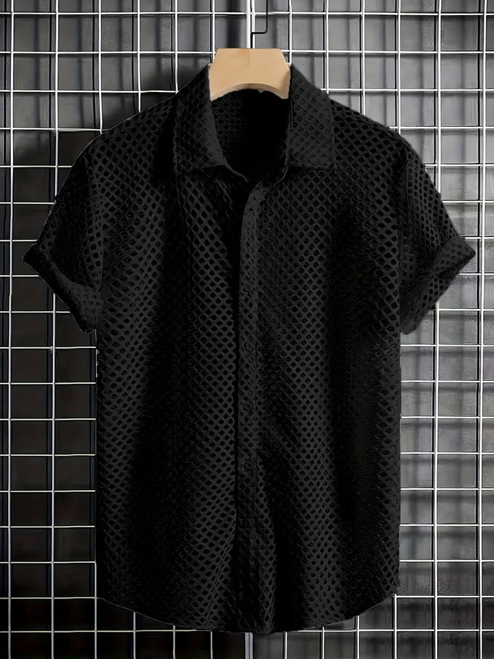 Men's Summer Shirt | Cut-Outs & Short Sleeves | Trendy & Airy | Polyester