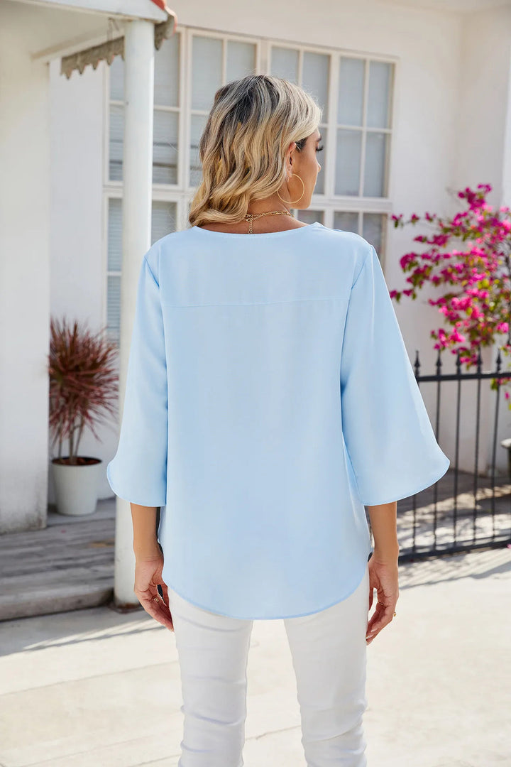 Women's Blouse | Elegant Chiffon Tunic | V-Neck with Split Sleeves