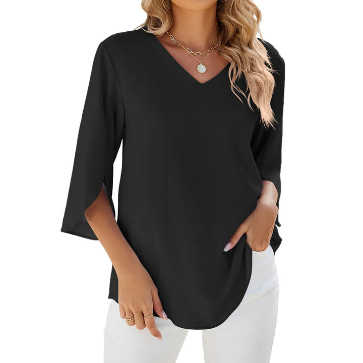 Women's Blouse | Elegant Chiffon Tunic | V-Neck with Split Sleeves