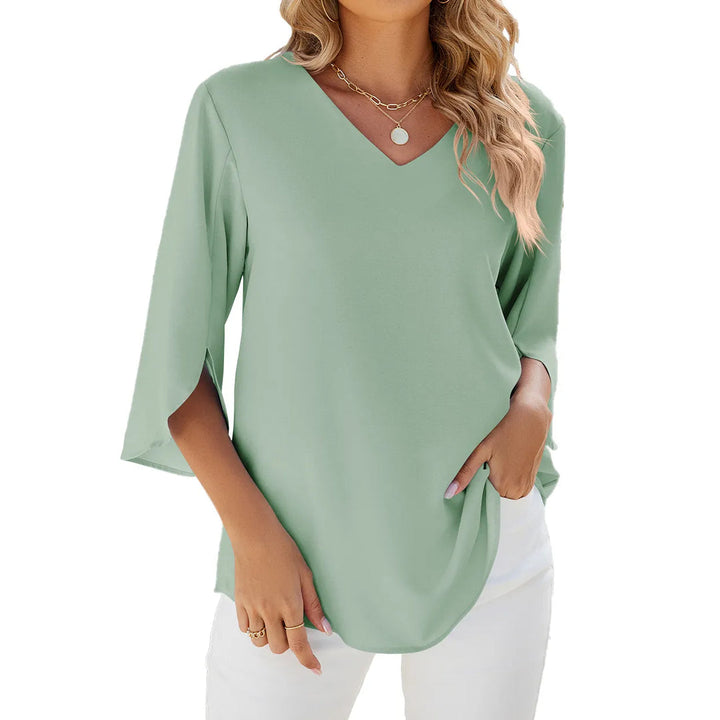 Women's Blouse | Elegant Chiffon Tunic | V-Neck with Split Sleeves