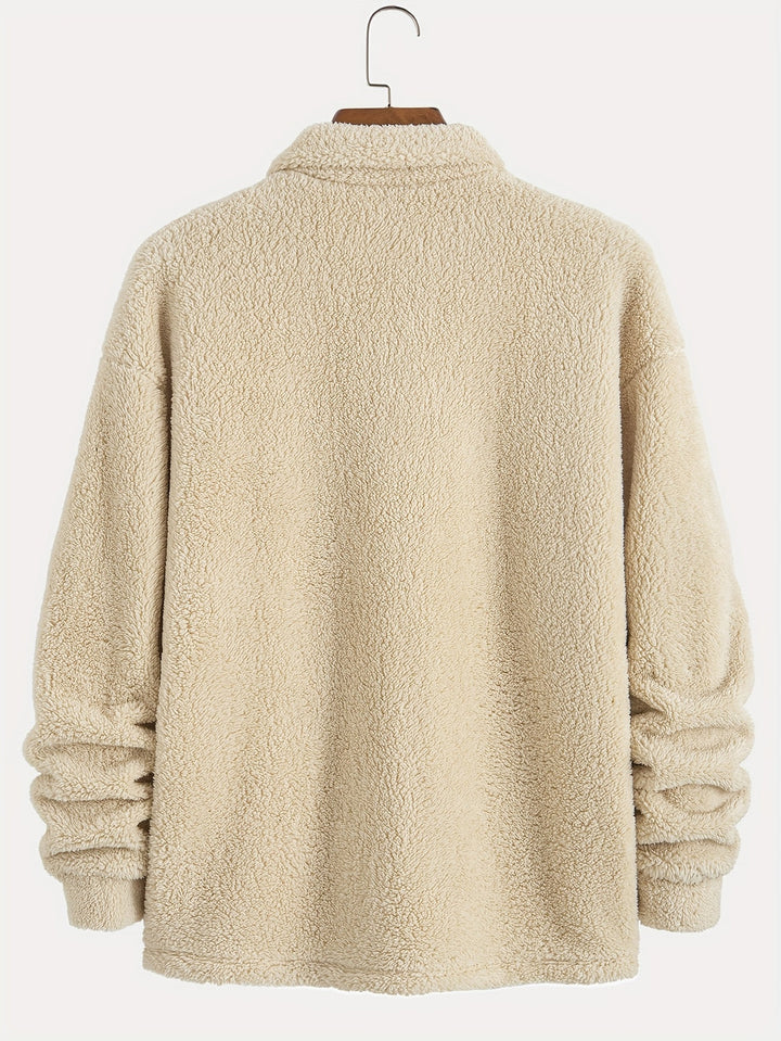 Men’s Sweater | Winter Style | Fleece & Plush | Polo Collar | Long Sleeve