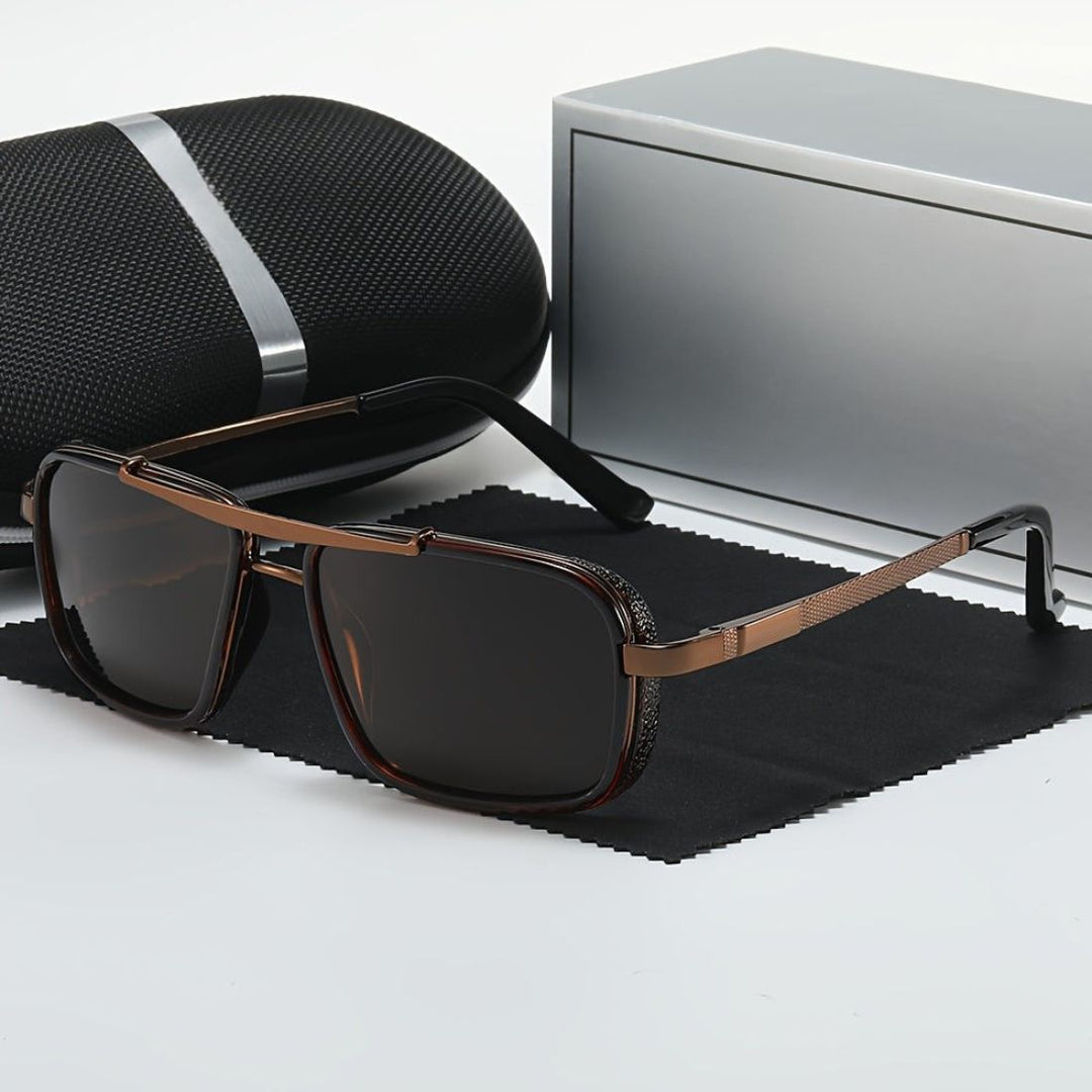 Men's Polarized Sunglasses | Classic Square Frame | Stainless Steel & TAC Lenses