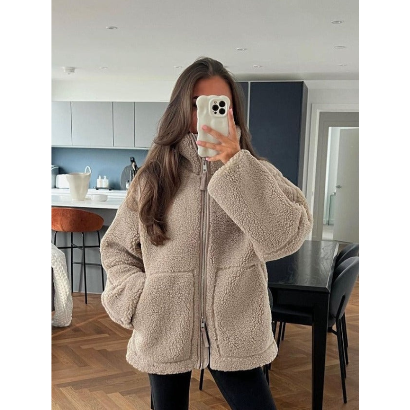 Fluffy Jacket Womens | High Collar Fluffy Style | Winter Clothing