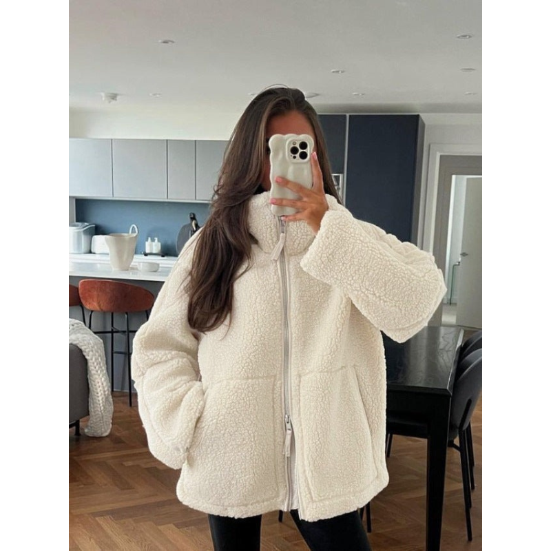 Fluffy Jacket Womens | High Collar Fluffy Style | Winter Clothing