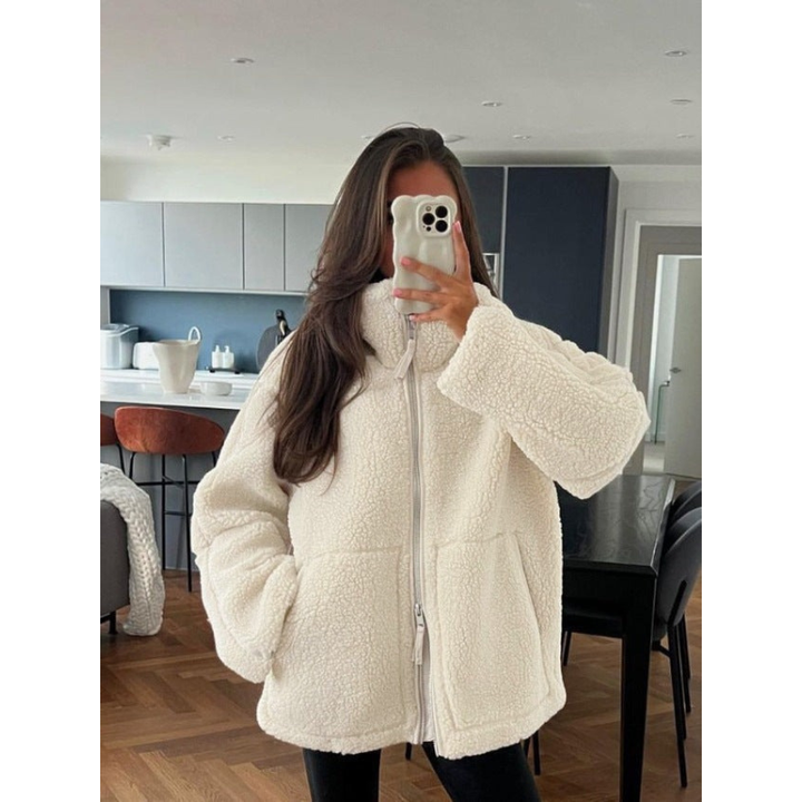 Fluffy Jacket Womens | High Collar Fluffy Style | Winter Clothing