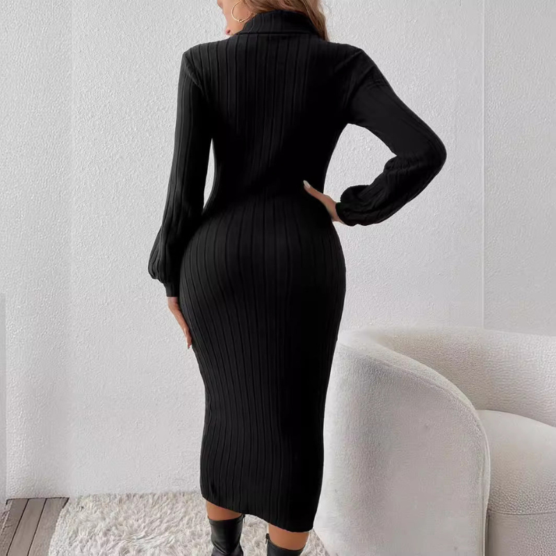 Women’s Dresses | Ribbed Knit Long Sleeve | Elegant Winter Clothing