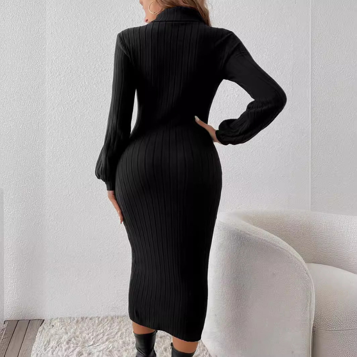 Women’s Dresses | Ribbed Knit Long Sleeve | Elegant Winter Clothing