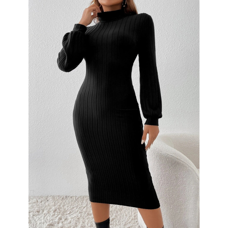 Women’s Dresses | Ribbed Knit Long Sleeve | Elegant Winter Clothing