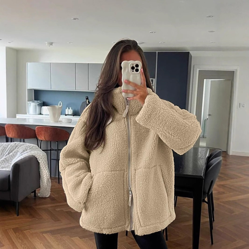 Fluffy Jacket Womens | High Collar Fluffy Style | Winter Clothing